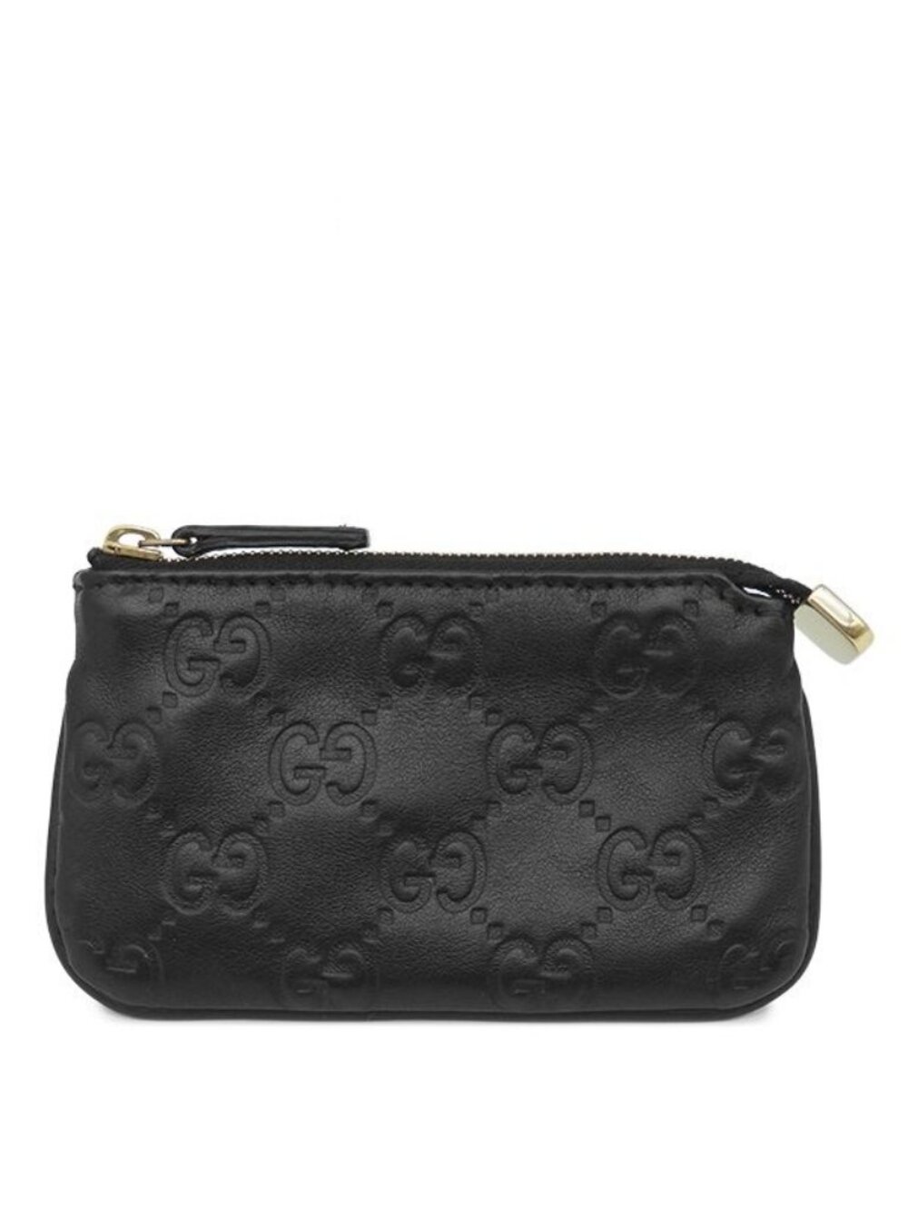 Gucci Coin Purse Guccissima Leather Black Gold Key Case